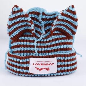 Striped Knit Hat - Blue and Brown